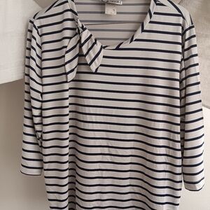 N Touch white black stripes XL ladies shirt